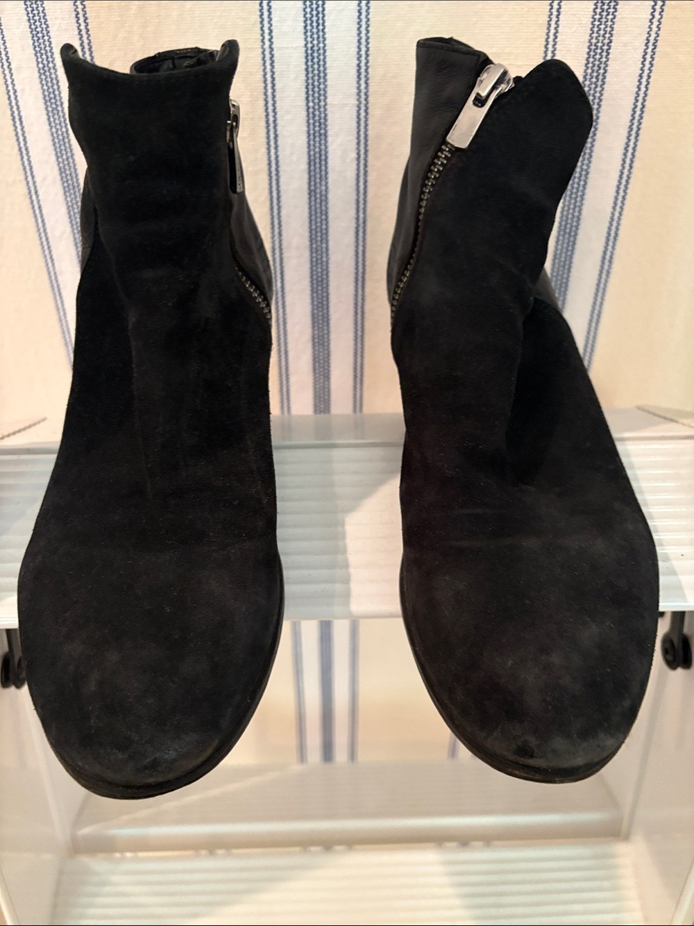 BlueBlack Suede/Leather Officine Creative Women's Zip Ankle Boots
